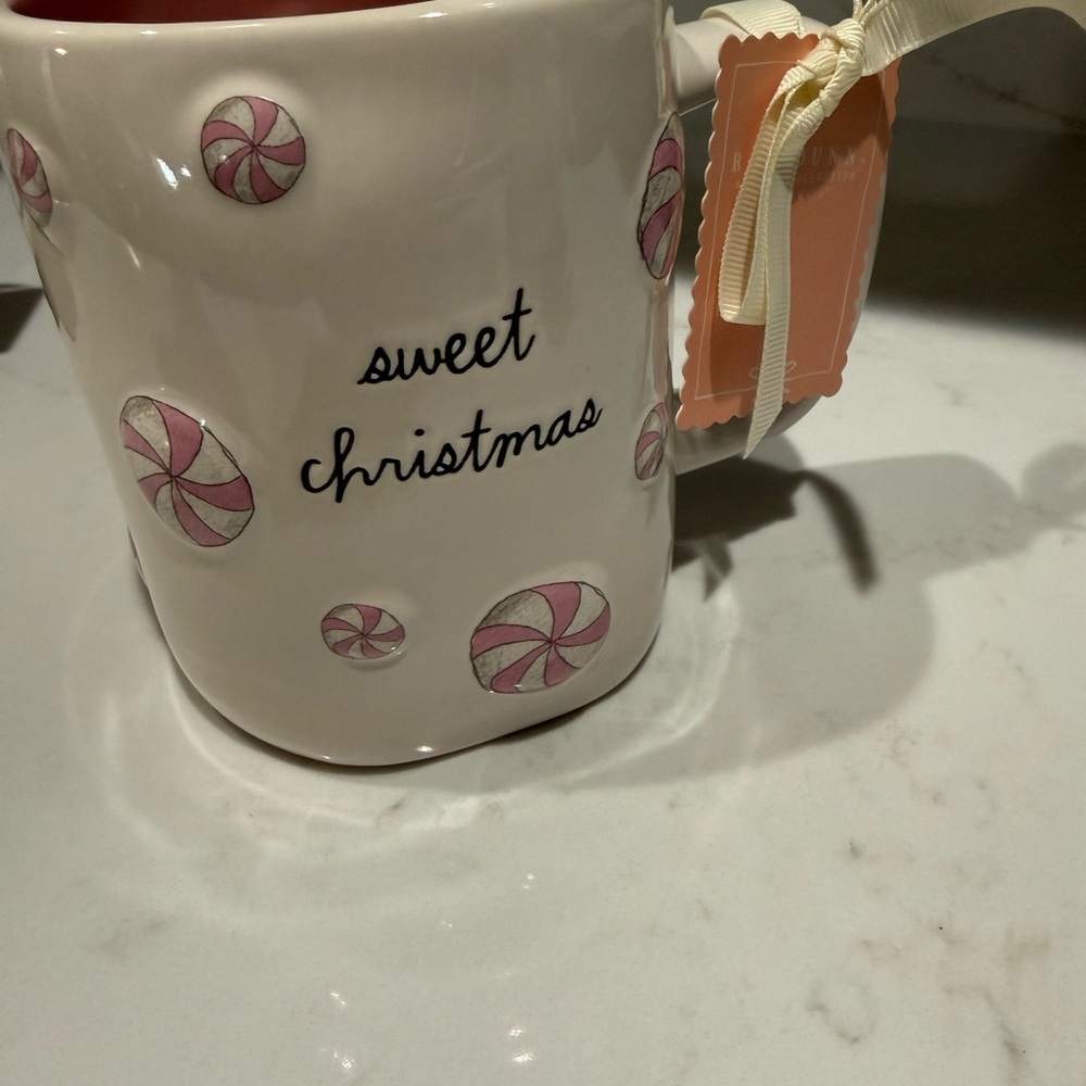 Rae Dunn pink peppermint “sweet Christmas” Mug NWT - Picture 4 of 6